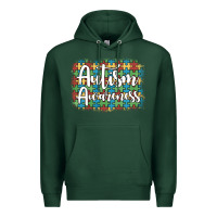 Sports Green autism awareness puzzle background Premium Hoodie - Artiststas