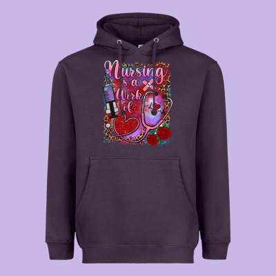 Nursing Is A Work Of Heart Heavyweight Hoodie Designed By Ranaportraitstore