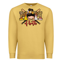 Antique Gold mom of both baseball and softball messy bun Premium Sweatshirt - Zillion Design Studio