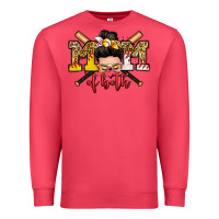 Cardinal mom of both baseball and softball messy bun Premium Sweatshirt - Zillion Design Studio