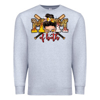 Heather Grey mom of both baseball and softball messy bun Premium Sweatshirt - Zillion Design Studio