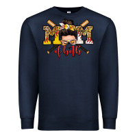 Navy mom of both baseball and softball messy bun Premium Sweatshirt - Zillion Design Studio
