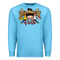Ocean Blue mom of both baseball and softball messy bun Premium Sweatshirt - Zillion Design Studio