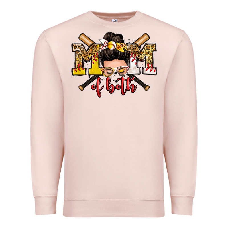 Mom Of Both Baseball And Softball Messy Bun Premium Sweatshirt by Zillion Design Studio | Teevron