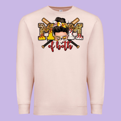 Mom Of Both Baseball And Softball Messy Bun Premium Sweatshirt Designed By Zillion Design Studio