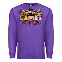 Purple mom of both baseball and softball messy bun Premium Sweatshirt - Zillion Design Studio