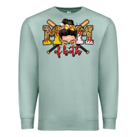 Seafoam mom of both baseball and softball messy bun Premium Sweatshirt - Zillion Design Studio