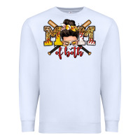 White mom of both baseball and softball messy bun Premium Sweatshirt - Zillion Design Studio