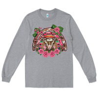 Heather Grey pink floral baby goat rainbow Long Sleeve Tee - BarkalooDesign