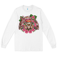 White pink floral baby goat rainbow Long Sleeve Tee - BarkalooDesign