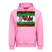 Fuchsia Pink Peace Love Christmas Trees Urban Hoodie - Jasminsmagicworld