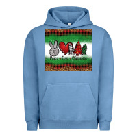 Pigment Pebble Blue Peace Love Christmas Trees Urban Hoodie - Jasminsmagicworld