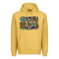 Antique Gold autism awareness leopard cowhide background Premium Hoodie - Artiststas