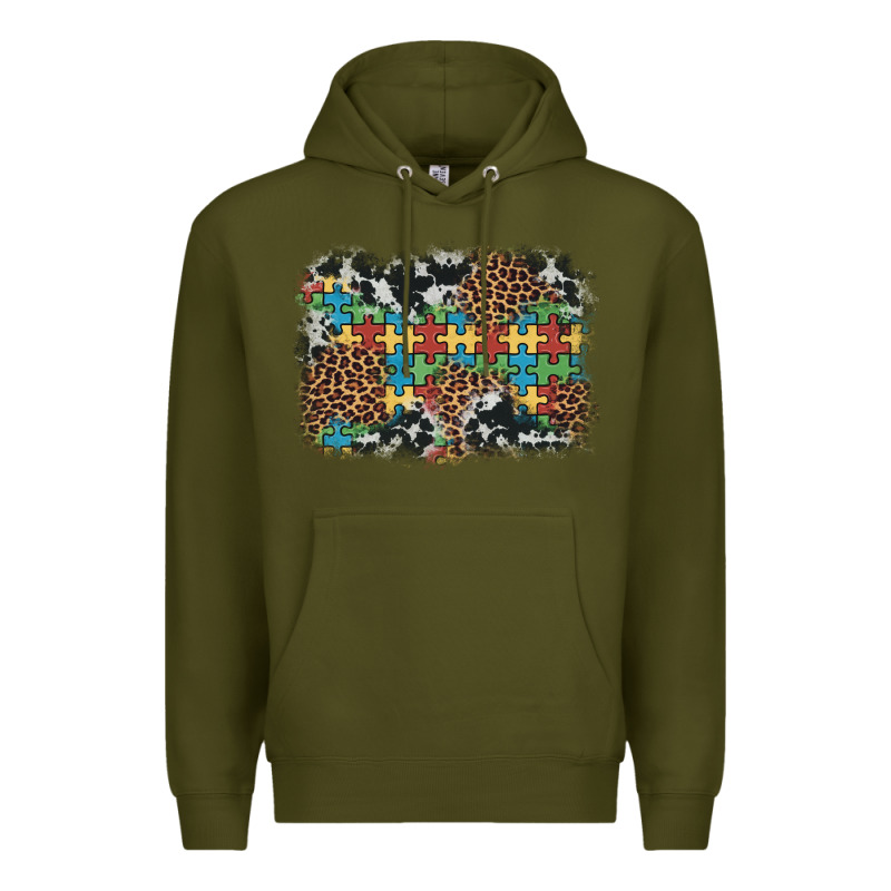 Autism Awareness Leopard Cowhide Background Premium Hoodie by Artiststas | Teevron