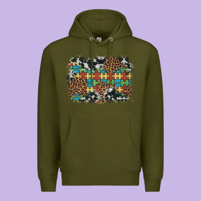 Autism Awareness Leopard Cowhide Background Premium Hoodie Designed By Artiststas