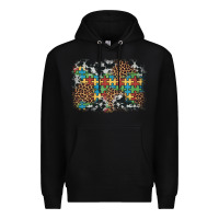 Black autism awareness leopard cowhide background Premium Hoodie - Artiststas