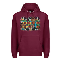 Burgundy autism awareness leopard cowhide background Premium Hoodie - Artiststas