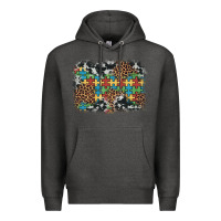 Charcoal Heather autism awareness leopard cowhide background Premium Hoodie - Artiststas