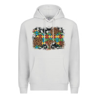 Dove Grey autism awareness leopard cowhide background Premium Hoodie - Artiststas