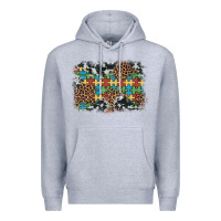 Heather Grey autism awareness leopard cowhide background Premium Hoodie - Artiststas