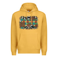 Mustard autism awareness leopard cowhide background Premium Hoodie - Artiststas
