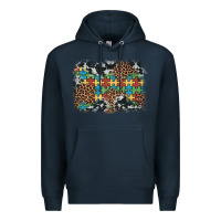 Navy autism awareness leopard cowhide background Premium Hoodie - Artiststas