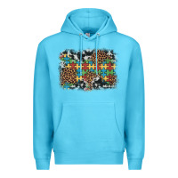 Ocean Blue autism awareness leopard cowhide background Premium Hoodie - Artiststas