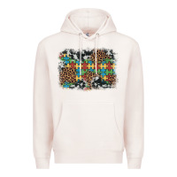 Pale Pink autism awareness leopard cowhide background Premium Hoodie - Artiststas