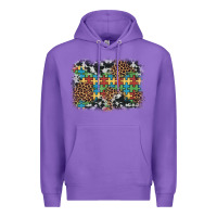 Purple autism awareness leopard cowhide background Premium Hoodie - Artiststas