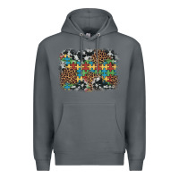 Rock autism awareness leopard cowhide background Premium Hoodie - Artiststas