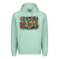 Seafoam autism awareness leopard cowhide background Premium Hoodie - Artiststas