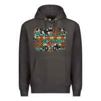 Smoke autism awareness leopard cowhide background Premium Hoodie - Artiststas