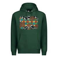 Sports Green autism awareness leopard cowhide background Premium Hoodie - Artiststas