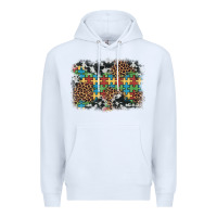 White autism awareness leopard cowhide background Premium Hoodie - Artiststas