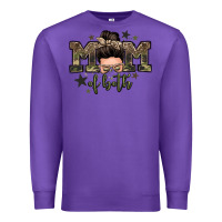 Purple mom of both boys messy bun Premium Sweatshirt - Zillion Design Studio