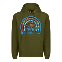 Army Green in april we wear blue autism awareness leopard rainbow Premium Hoodie - Artiststas