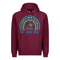 Burgundy in april we wear blue autism awareness leopard rainbow Premium Hoodie - Artiststas
