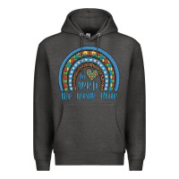 Charcoal Heather in april we wear blue autism awareness leopard rainbow Premium Hoodie - Artiststas