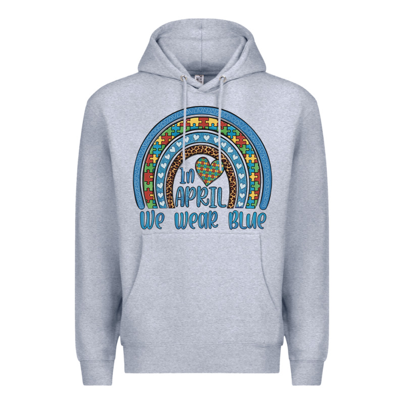 In April We Wear Blue Autism Awareness Leopard Rainbow Premium Hoodie by Artiststas | Teevron