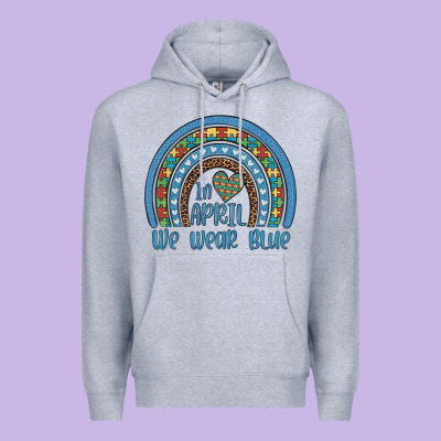 In April We Wear Blue Autism Awareness Leopard Rainbow Premium Hoodie Designed By Artiststas