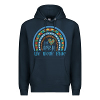 Navy in april we wear blue autism awareness leopard rainbow Premium Hoodie - Artiststas