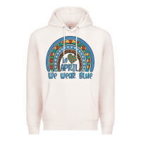 Pale Pink in april we wear blue autism awareness leopard rainbow Premium Hoodie - Artiststas