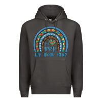 Smoke in april we wear blue autism awareness leopard rainbow Premium Hoodie - Artiststas