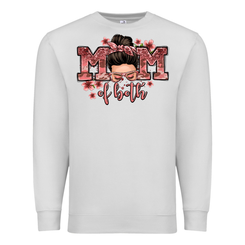 Mom Of Both Messy Bun Premium Sweatshirt by Zillion Design Studio | Teevron