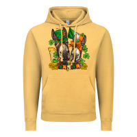 Vintage Mustard st patricks donkeys with  shamrocks Vintage Hoodie - AdoDesignShop
