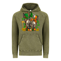 Vintage Olive st patricks donkeys with  shamrocks Vintage Hoodie - AdoDesignShop