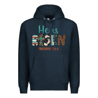 Navy he is risen Premium Hoodie - Artiststas