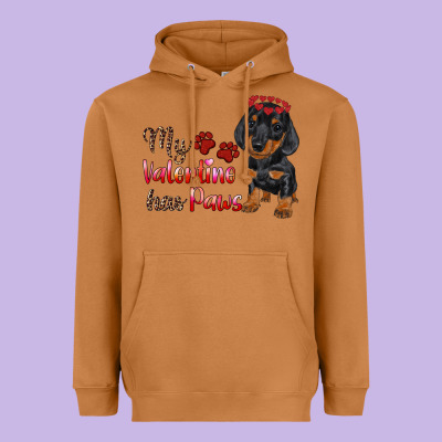 My Valentine Has Paws Heavyweight Hoodie Designed By Ranaportraitstore