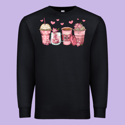 Mother's Day Floral Coffee Cups Premium Sweatshirt Designed By Zillion Design Studio