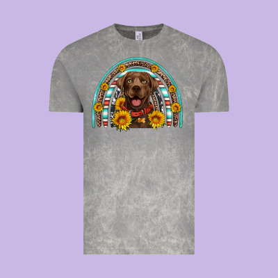 Chocolate Labrador Rainbow Vintage Tee Designed By Artiststas